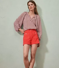 Petite Palmer Denim Shorts in Tamale Red