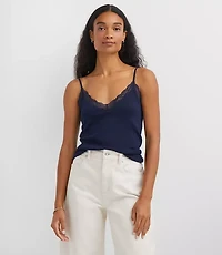 Lace Trim Ribbed Cami
