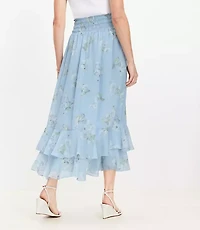 Floral Ruffle Smocked Maxi Skirt