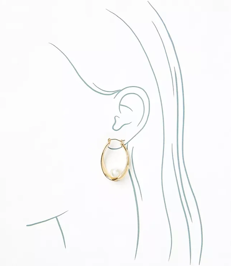 Pearlized Center Hoop Earrings