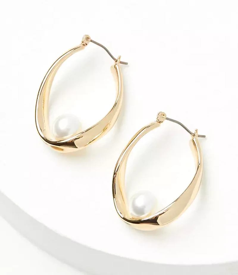 Pearlized Center Hoop Earrings