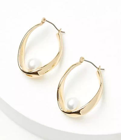 Pearlized Center Hoop Earrings