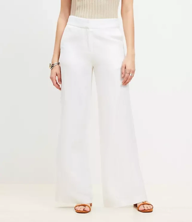Petite Clean Wide Leg Pants in Linen Blend