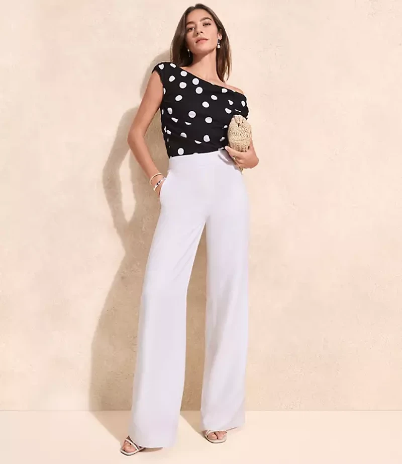 Petite Clean Wide Leg Pants in Linen Blend