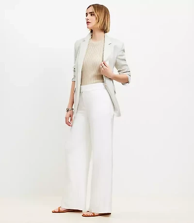 Petite Clean Wide Leg Pants in Linen Blend