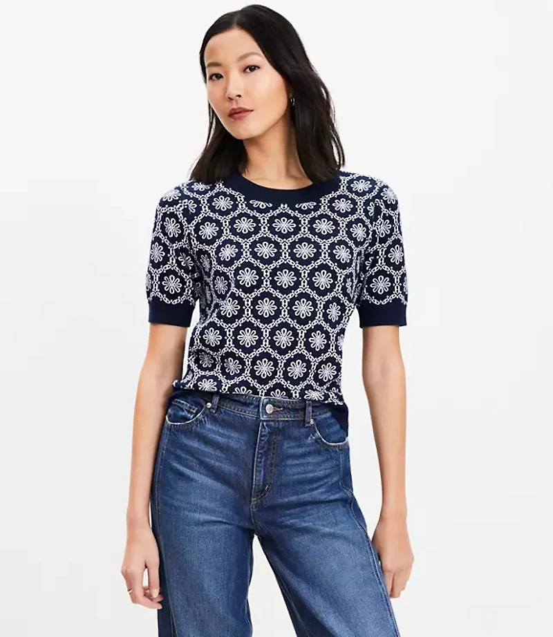 Floral Jacquard Sweater Tee