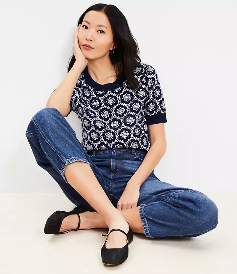 Floral Jacquard Sweater Tee