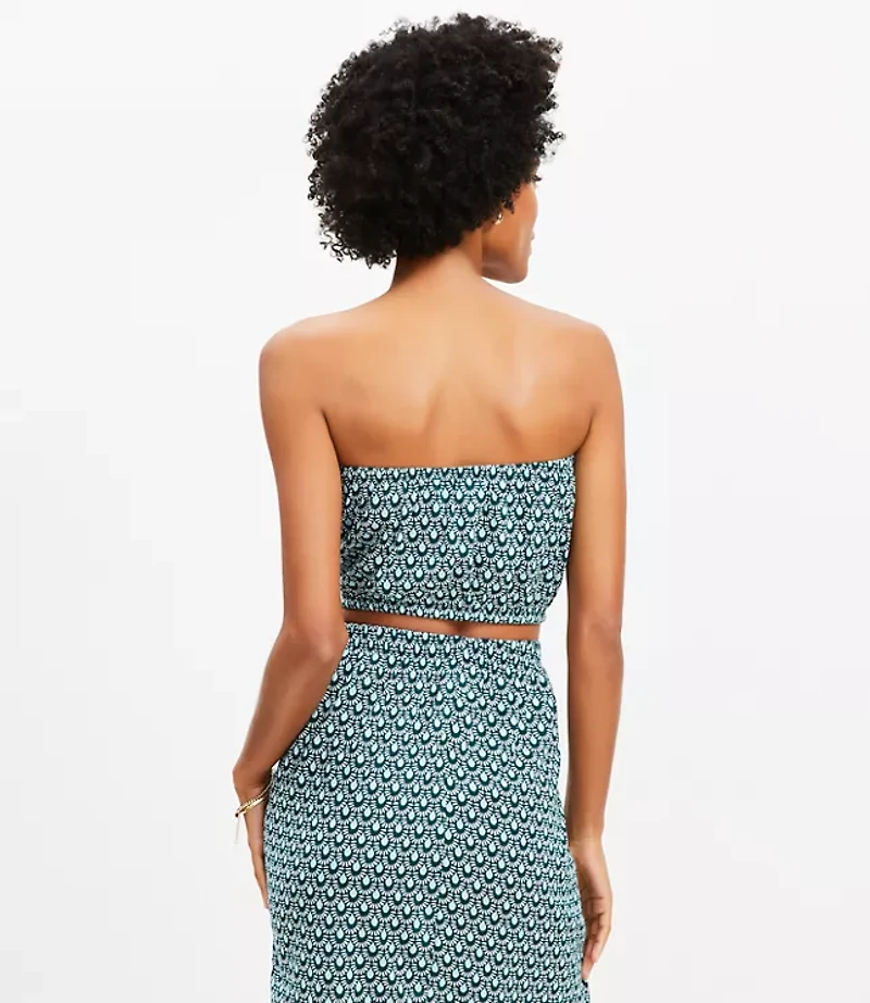 LOFT Beach Mosaic Crinkle Strapless Bubble Hem Top