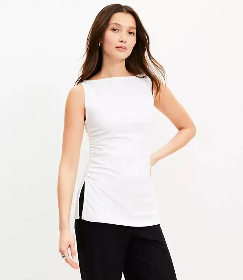 Ruched Side Slit Top