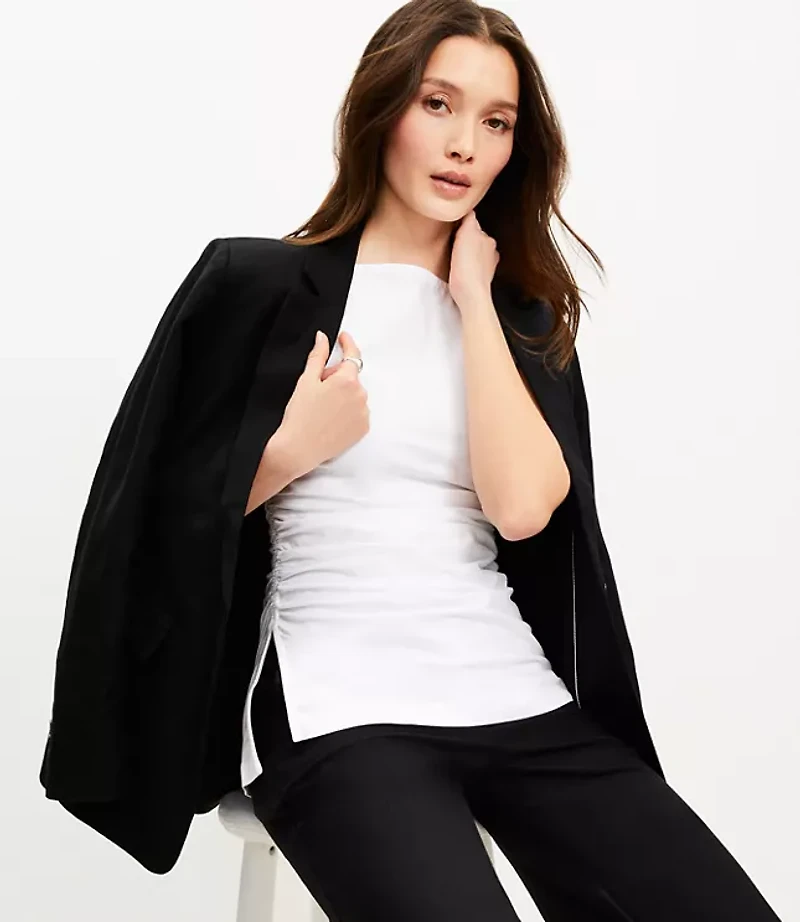 Ruched Side Slit Top