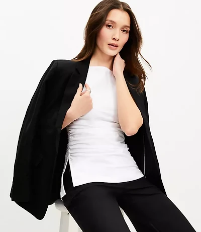 Ruched Side Slit Top