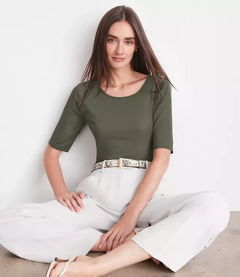 LOFT Versa Mesh Elbow Sleeve Tee