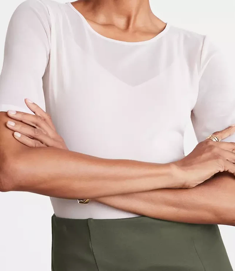 LOFT Versa Mesh Elbow Sleeve Tee