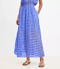 Petite LOFT Beach Circle Eyelet Maxi Pocket Skirt