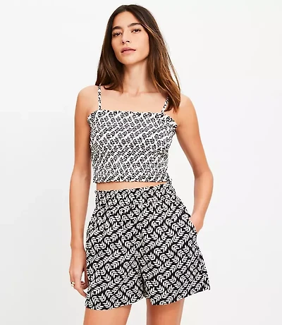 LOFT Beach Leafed Poplin Smocked Shorts