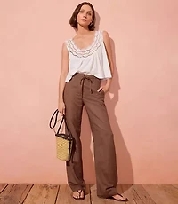 Petite Straight Pants in Linen Blend