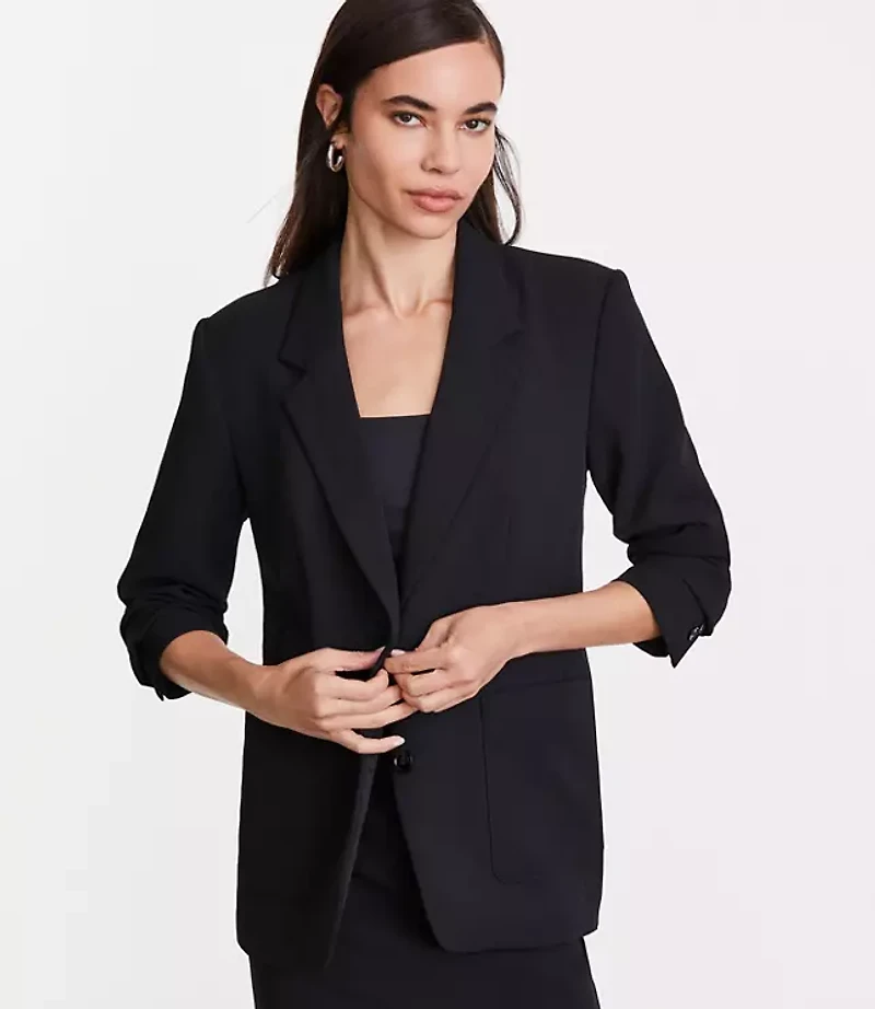 Petite LOFT Versa Crepe Drape Oversized Blazer