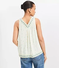 Petite Border Floral Double V Halter Top