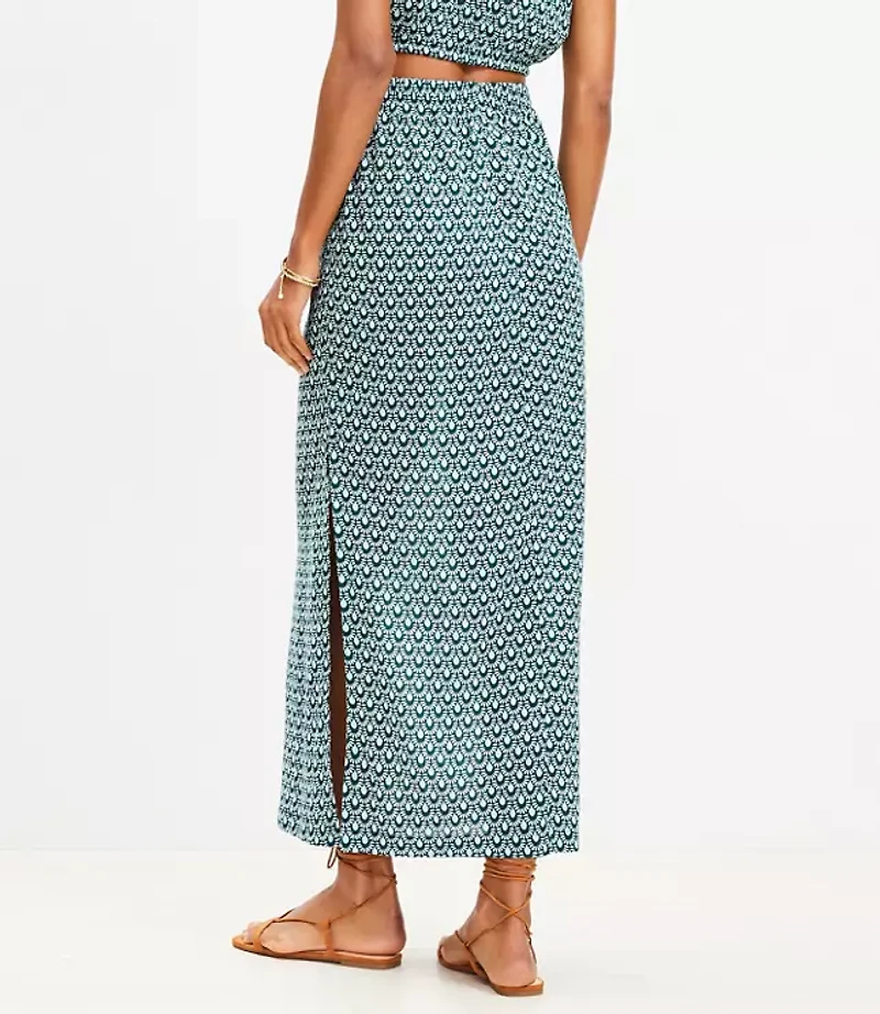 LOFT Beach Mosaic Crinkle Midi Skirt