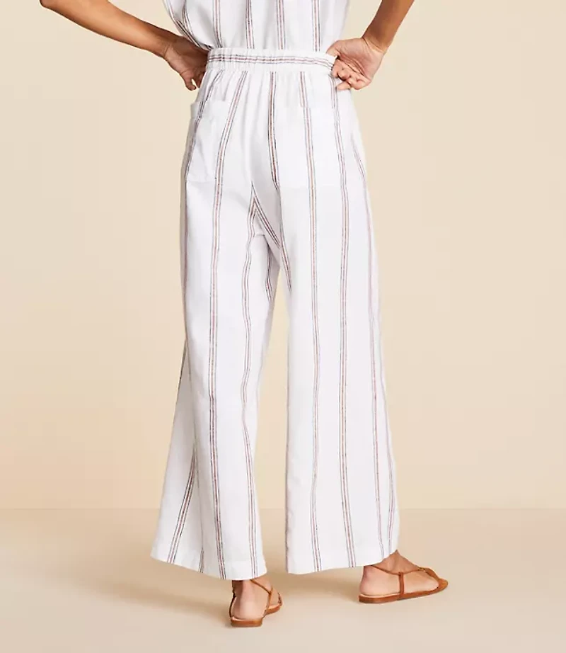 Lou & Grey Striped Linen Cotton Wide Leg Crop Pants