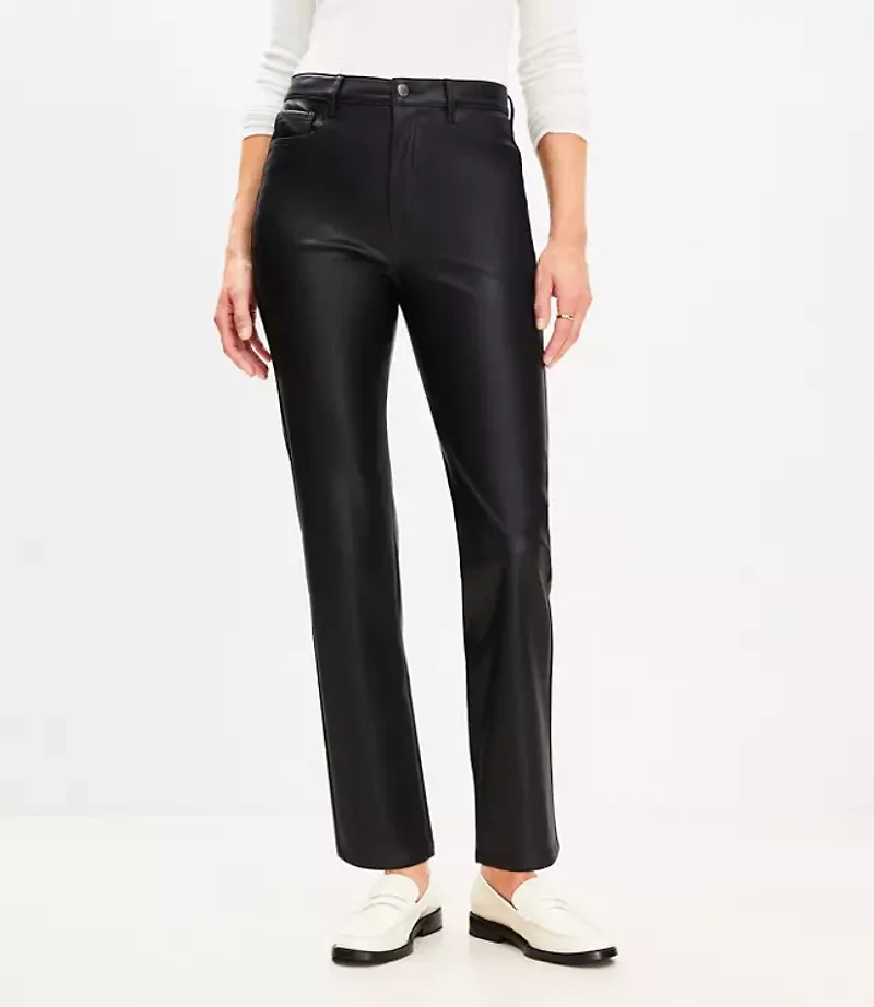 Five Pocket Straight Pants Faux Leather