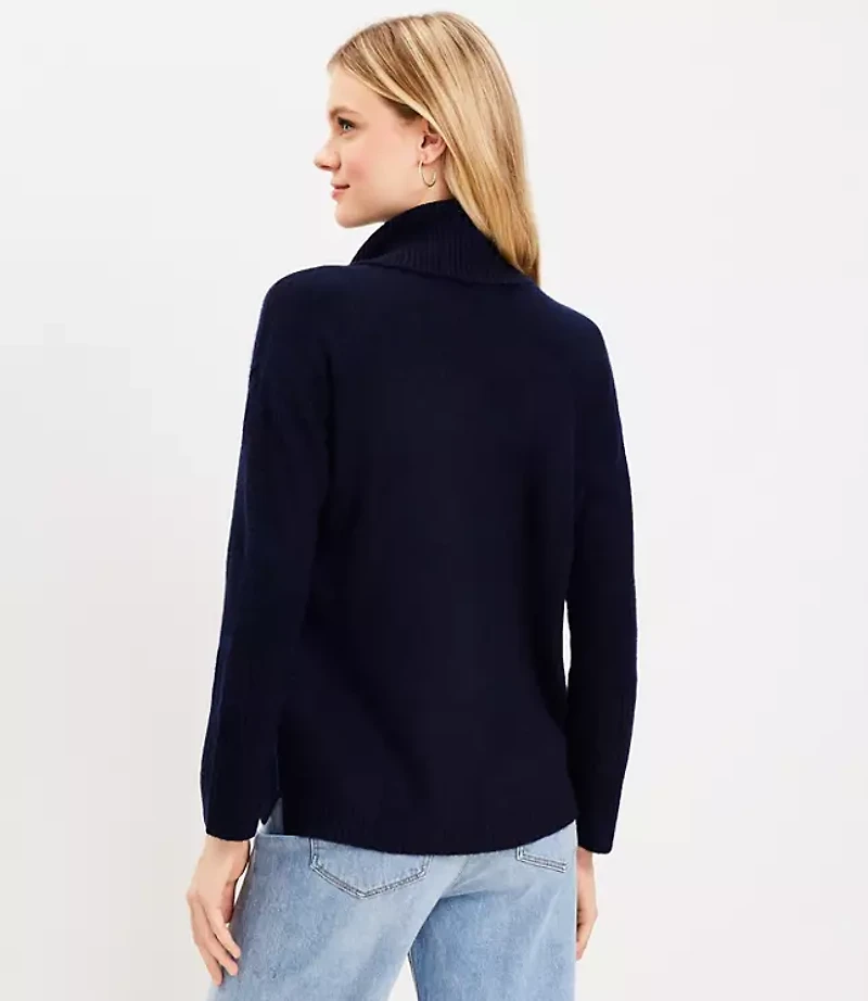 Ribtrim Turtleneck Tunic Sweater
