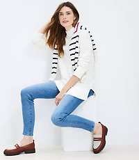 Textured Stripe Mock Neck Tunic Sweater