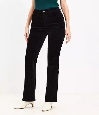 Petite Curvy Five Pocket Slim Flare Pants Velvet