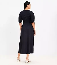 Tie Puff Sleeve Midi Dress