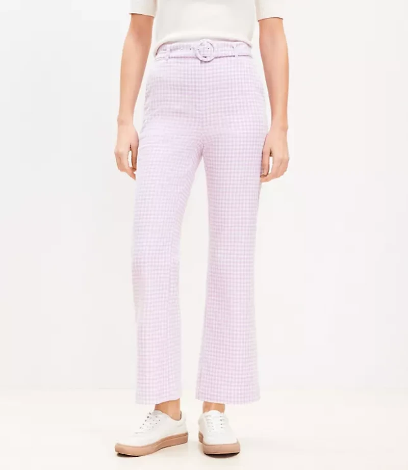 Belted Sutton Kick Crop Pants Gingham