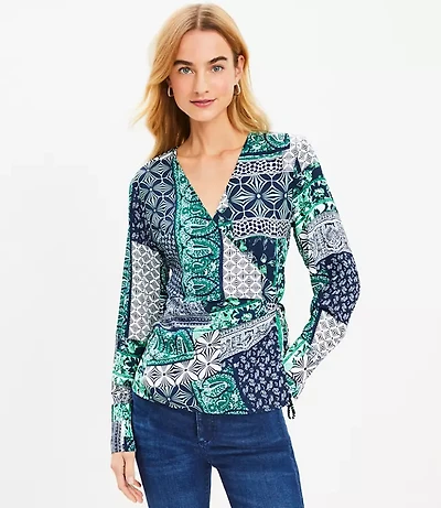 Patchwork Wrap Blouse