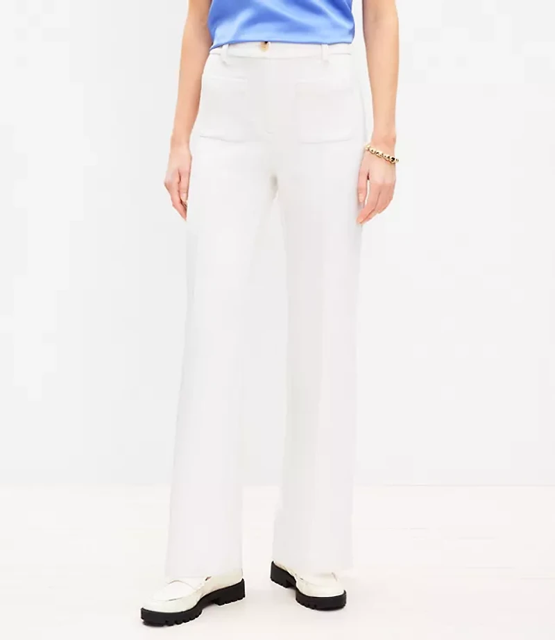 Pintucked Patch Pocket Flare Pants Doubleface