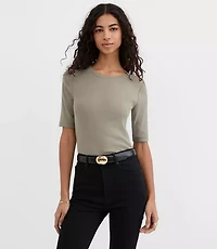 Perfect Ribbed Elbow Sleeve Tee