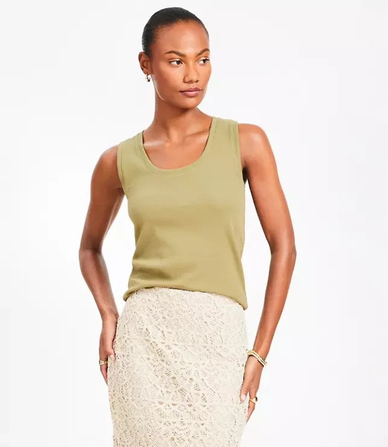 Perfect Ribbed Scoop Neck Tank Top
