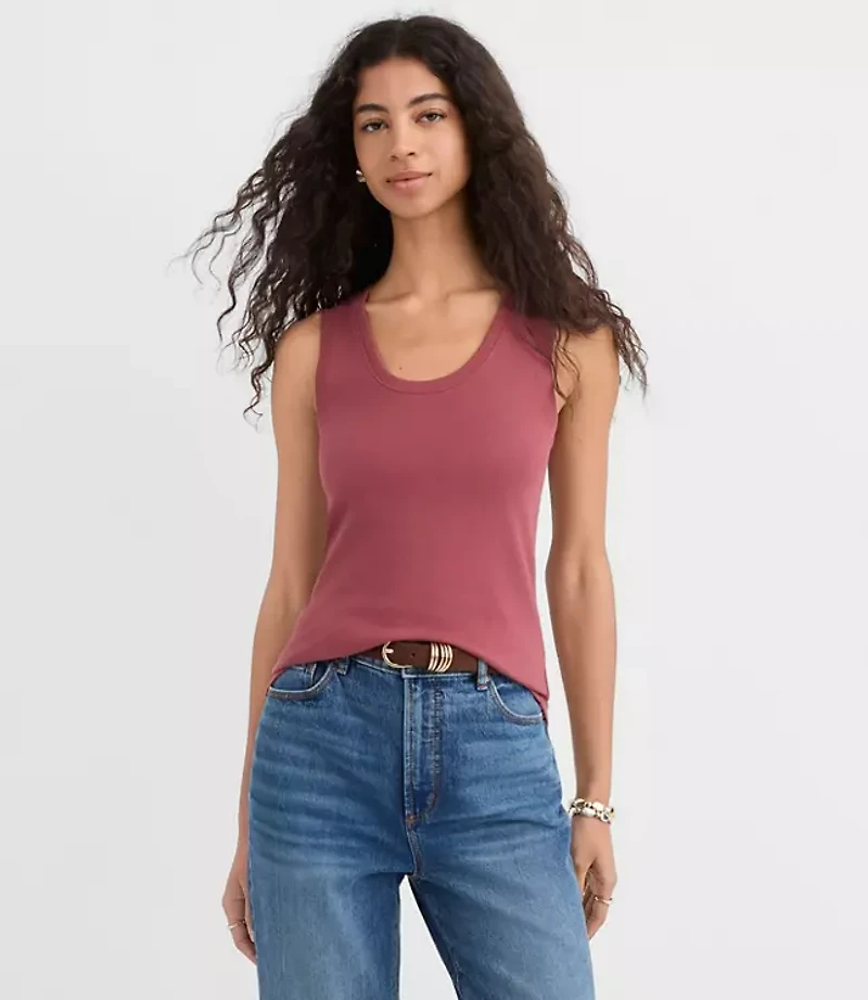 Perfect Ribbed Scoop Neck Tank Top