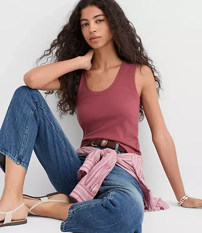 Perfect Ribbed Scoop Neck Tank Top