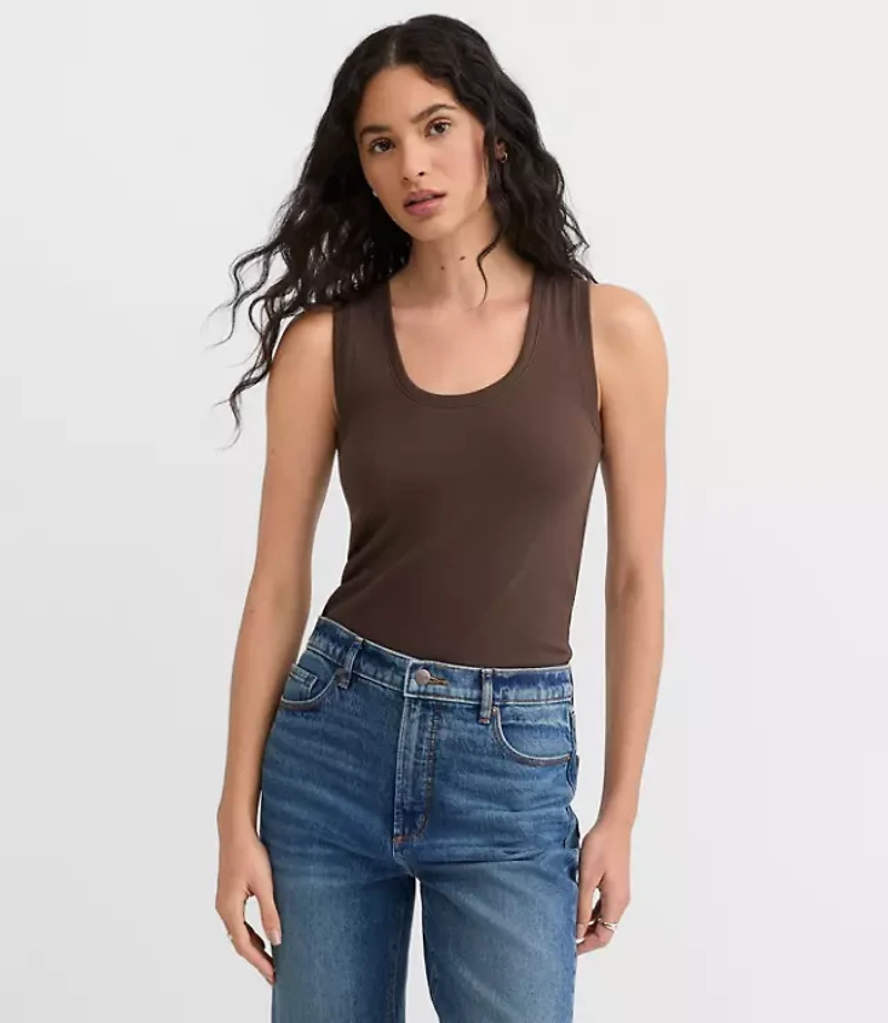 Perfect Ribbed Scoop Neck Tank Top