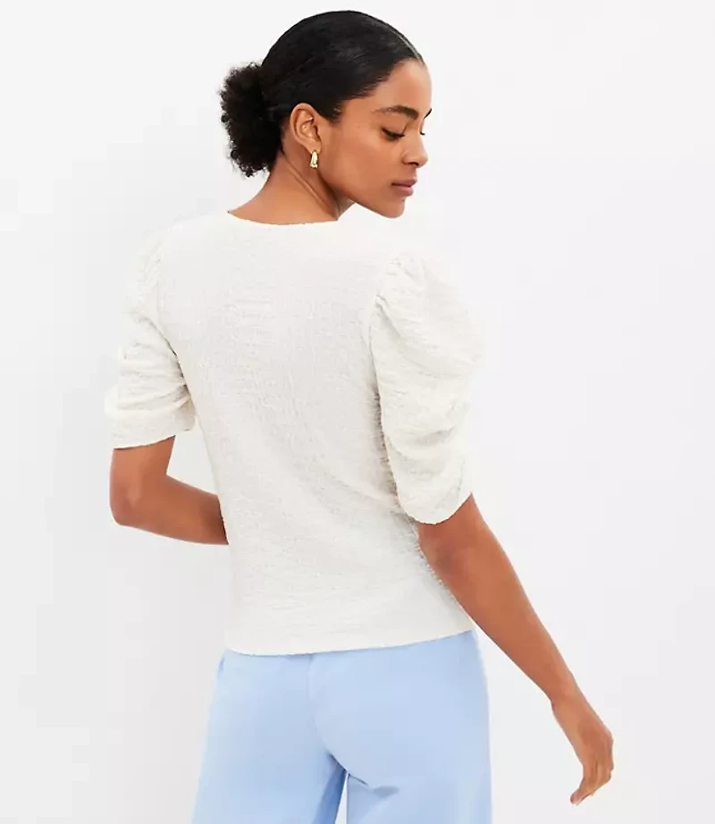 Crinkle Pleated Sleeve Top