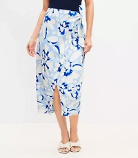 Brushed Daisy Linen Blend Wrap Midi Skirt