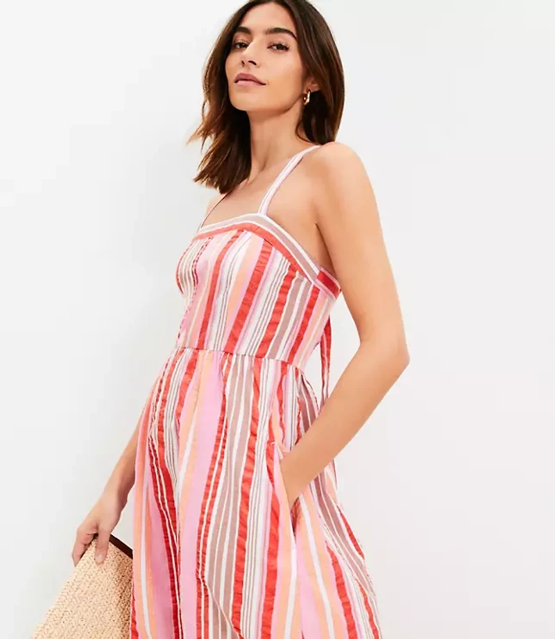 Striped Cross Back Maxi Dress