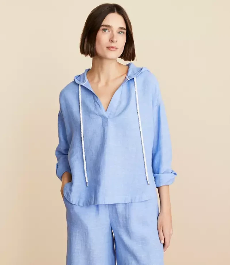 Lou & Grey Crosshatch Linen Tunic Hoodie