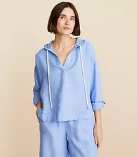Lou & Grey Crosshatch Linen Tunic Hoodie