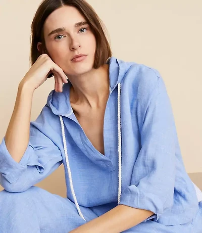 Lou & Grey Crosshatch Linen Tunic Hoodie
