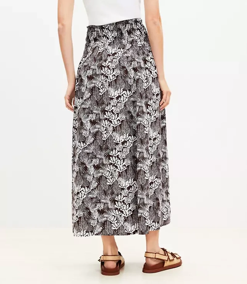 Coral Reef Poplin Smocked Maxi Skirt