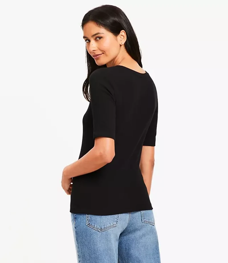 Petite Perfect Ribbed Elbow Sleeve Tee