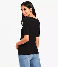 Petite Perfect Ribbed Elbow Sleeve Tee