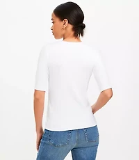 Petite Perfect Ribbed Elbow Sleeve Tee