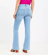 High Rise Patch Pocket Slim Flare Jeans in Light Wash