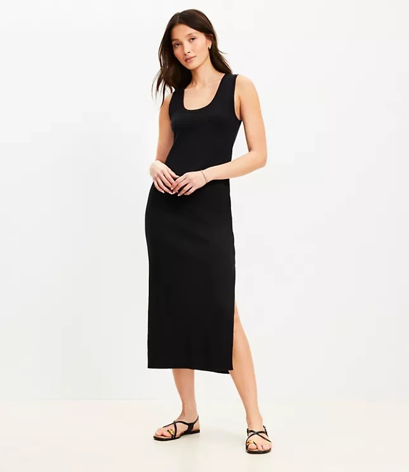 Perfect Ribbed Scoop Neck Tank Midi Dress