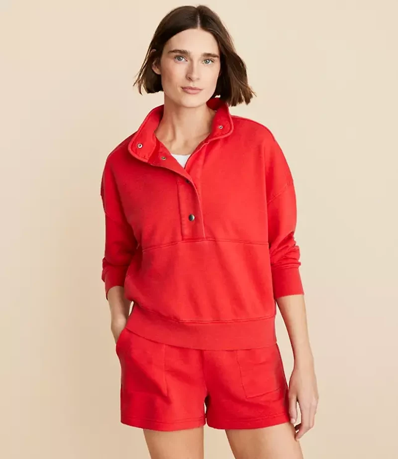 Lou & Grey Snap Washed Cozy Cotton Sweatshirt